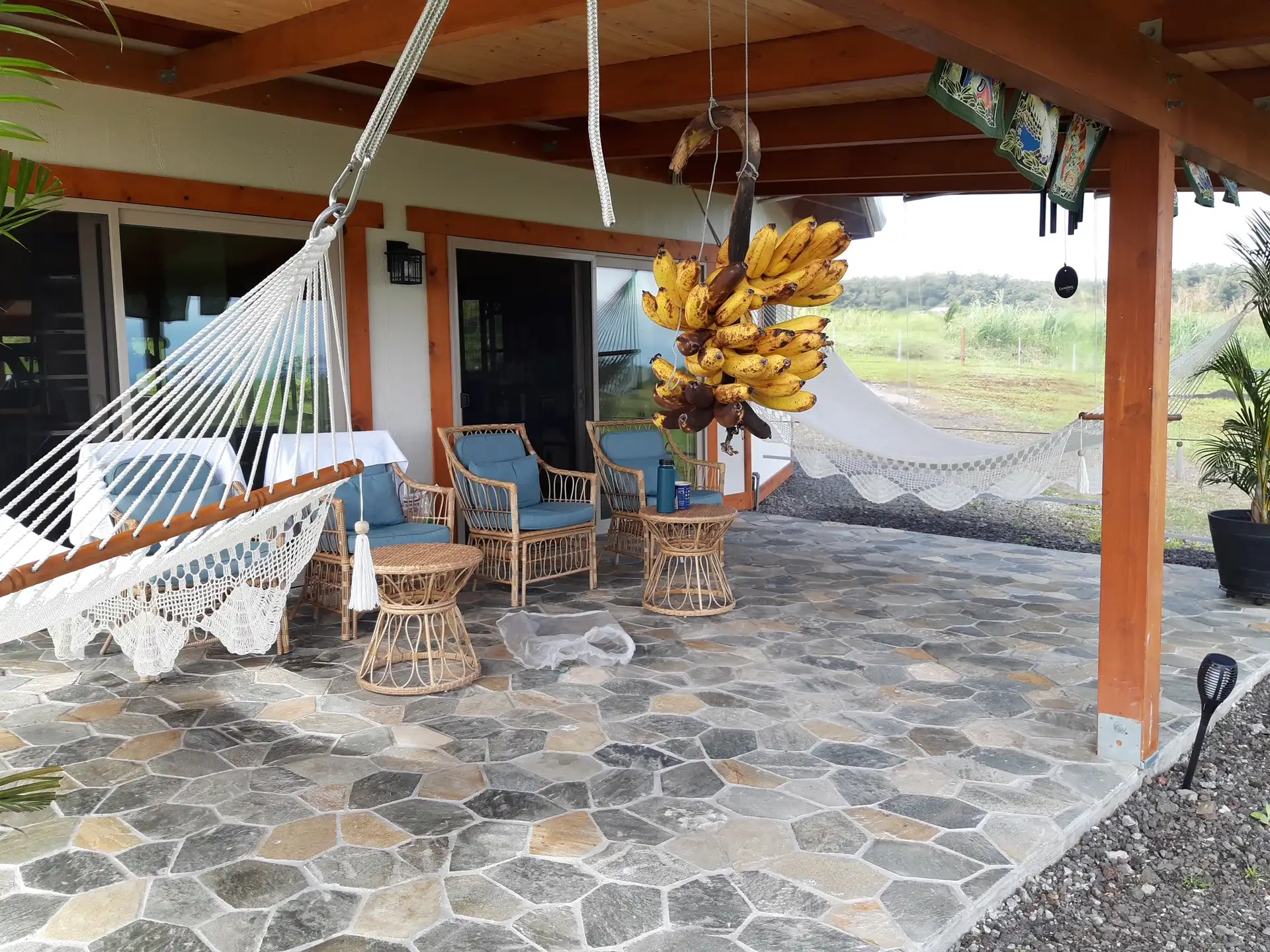 Off-grid Airbnb guest house exterior at Wildlife Habitat Eco Village in Hilo, Big Island Hawaiʻi