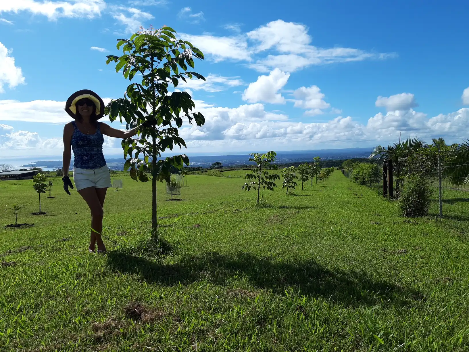 Paola with a tree on the ranch