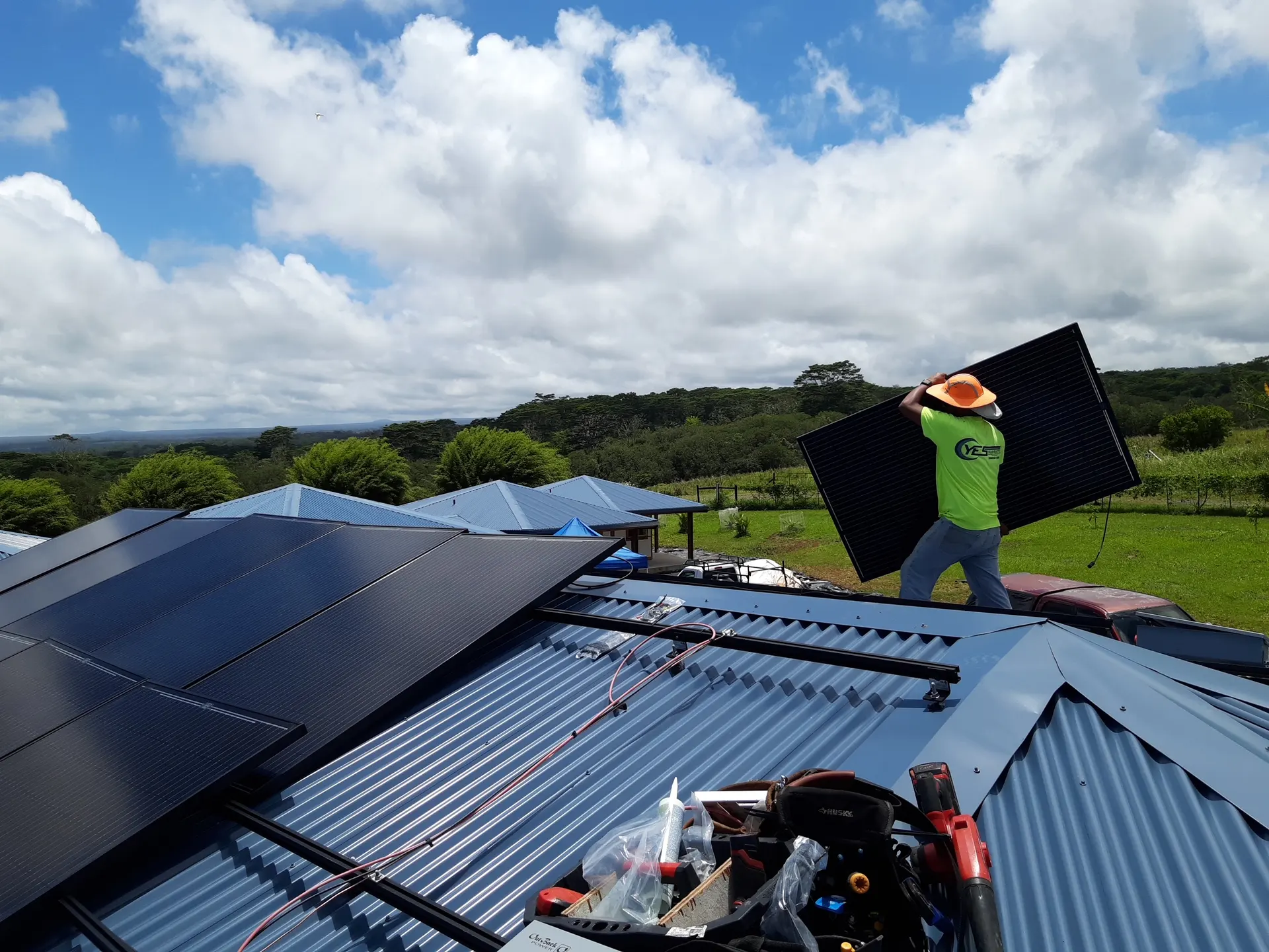 Solar panels powering the ranch